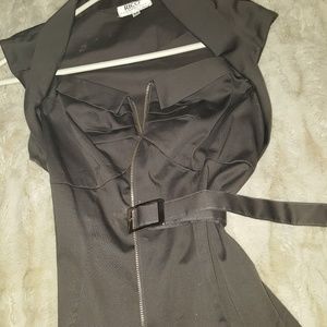 Gun metal zipper belted top